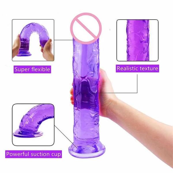 Artículos Sex Toy Massager XXL Realista con una taza de succión Flexible enorme enorme Pene falso para mujeres Bodysafe Big Anal Butt Title Tribe Adu