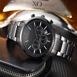 Articles TOP Montre de mode de luxe en acier Quartz homme montre sport en cuir chronomètre chronographe montres vie étanche mâle 184O