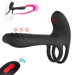 Elementos vibratoria anillo de polla pene dual con estimulador de clítoris de la lengua para un par de fuertes vibradores mejorando juguetes sexys