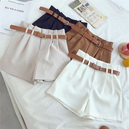 Itoolin Office Lady Spring Women Shorts Solid Suits With Sashes Female Pockets Casual Korean 220622