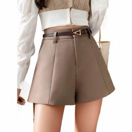 Itoolin Femmes Chic Bureau Shorts avec ceinture Vintage Shorts décontractés A-ligne taille haute court pour femmes pantalons 2024 printemps été f6c3 #