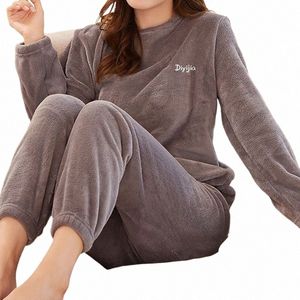 Itoolin Vrouwen Veet Pyjama Set Losse Top En Warme Broek Thuis Casual Warme Wollen Pak Vrouwen Fleece Sets Winter Trainingspakken 78ws #