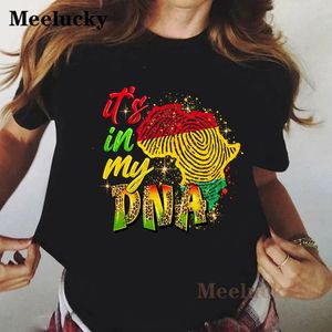 Zijn In Mijn DNA t-shirt vrouwen melanine shirts femme Juneteenth Tops Unisex Korte Mouwen Casual Tees 240329