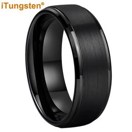 itungsten 6 mm 8 mm Black Tungsten Carbide Rague pour hommes Femmes Couple de mariage Bande de mariage Fashion Bijoux Trendy Comfort Fit 240415