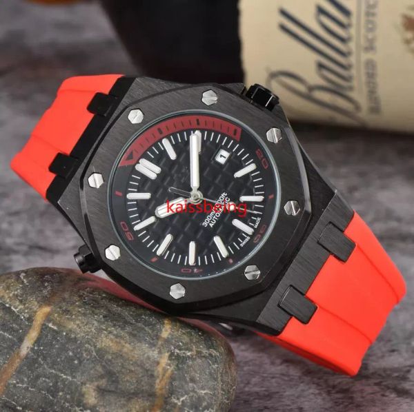 IV Lujo para hombre, mujer, alta calidad, AP, relojes de cuarzo, bisel hexagonal de roble, reloj de pulsera para hombre y mujer, correa de goma a la moda, relojes deportivos 9009, reloj de pulsera para hombre moderno