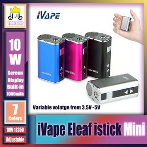 IVape Eleaf Mini iStick 10W batterijkit Ingebouwde 1050mAh variabele spanning Box Mod met USB-kabel eGo-connector Inclusief kok