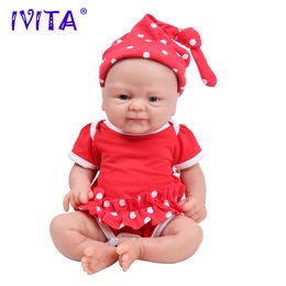 Ivita wg1512 36 cm 1,65 kg vol lichaam siliconen bebe herboren pop met 3 kleuren oog realistisch meisje babyspeelgoed voor kinderen met kleding