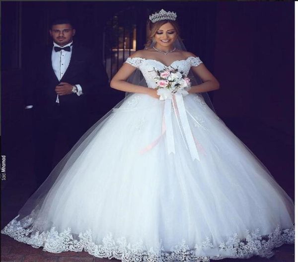 Vestido de novia de princesa árabe de talla grande, vestido de novia de encaje con hombros descubiertos, vestido de baile de satén de Tull, vestidos 7943818