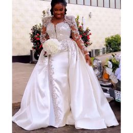 Ivoire sirène arabe ebi aso robe de mariée en dentelle perles perles vintage robes de mariée