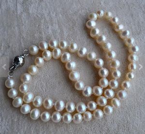 Collier de perles d'eau douce ivoire 6-7mm, véritable collier de perles, cadeau de mariage, cadeau d'anniversaire pour femme