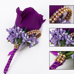 Marfil rojo mejor hombre corsage para novio groomsman seda flores de rosa traje de boda accesorios boutonnieres