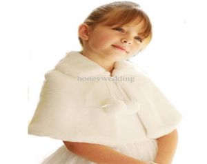 Marfil White Flower Girls Wedding Party Wraps en stock Faux Faux Fall Winter Capas Shrugs Boleros 9364384