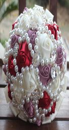 Ivory Wine Red Purple Wedding Bouquet Bouquets Supplies de mariage Artificiel Flower Pearls Rhinaistones Sweet 15 Quinceanera Bouquets 6793576