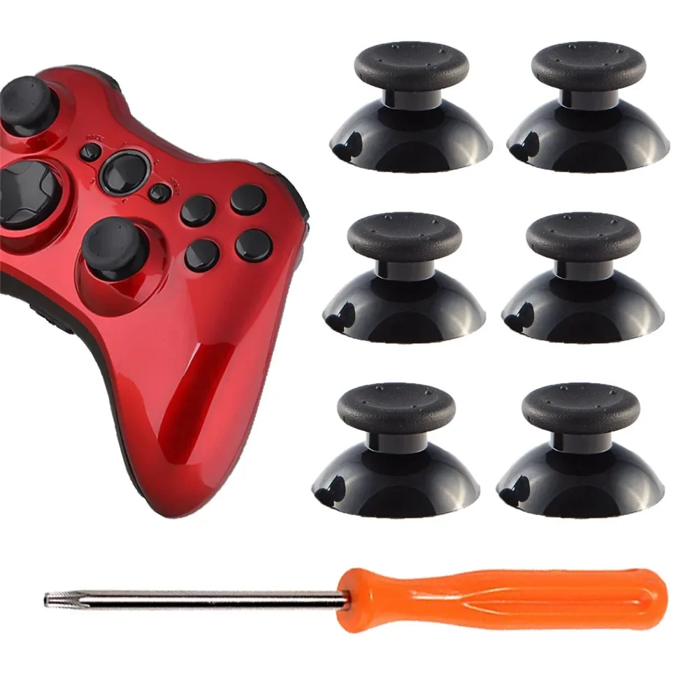 IVYUEEN 6 pcs Black Gray 3D Analog Stick Joystick for Xbox 360 Controller Thumbstick Caps for X box 360 Analogical Repair Parts