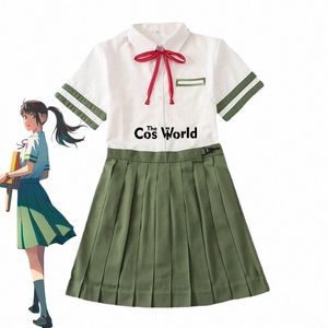 Iwado Suzume Japonais À Manches Courtes D'été Tops Jupes JK Lycée Uniforme Classe Étudiants Tissu Q7BH #