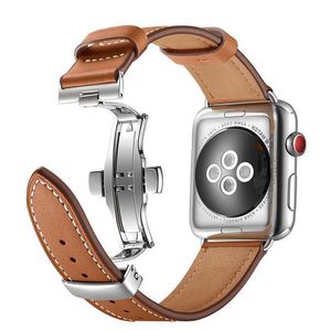 IWatch – Bracelet en cuir véritable, ceinture à fermoir papillon, 38/40/41mm 42/44/45/49mm, pour apple Watch série Ultra 9 8 7 6 5 4