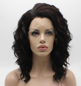 Iwona Hair – perruque Lace Front Wig synthétique ondulée naturelle, mi-longue, brune, 174, nouée à la main, résistante à la chaleur, perruque62318802845972