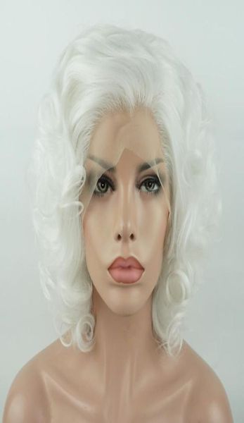 Iwona Hair – perruque synthétique courte et ondulée blanche, 241001, nouée à la main, résistante à la chaleur, perruque Lace Front Wig9916170