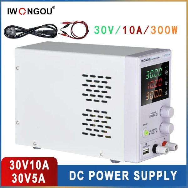 Fuente de alimentación de banco Iwongou 30V 10A Fuente de alimentación DC para reparación de teléfonos 110V/220V Fonte de Bancada PSU digital ajustable