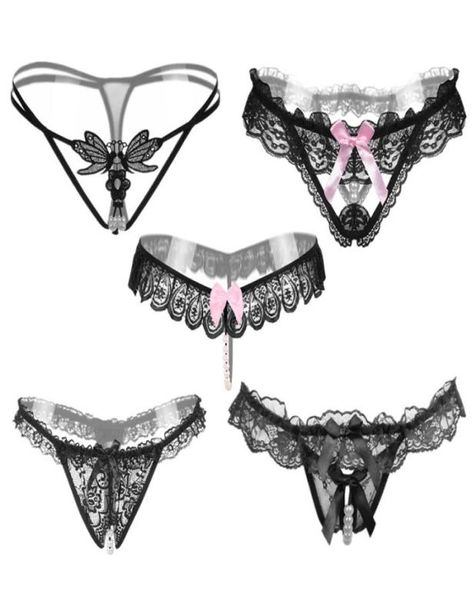 Ixuejie 5pcslot 5 style noir couleur perle femme sous-vêtements sexy g string lace strings basse patte de taille 2011147743385