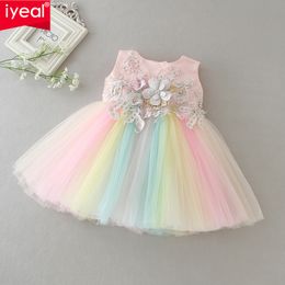 Iyeal nouveau-né filles robe pour la fête de mariage bébé fille robes arc-en-ciel pour les filles en bas âge 1 ans anniversaire robes de baptême vêtements 210315