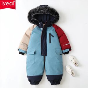 IYEAL Winter Katoenen Jas Kinderjas Voor Baby Jongens Kleding Warme Kinderen Jumpsuit Waterdicht Skipak Dikker Sneeuw Slijtage 231220