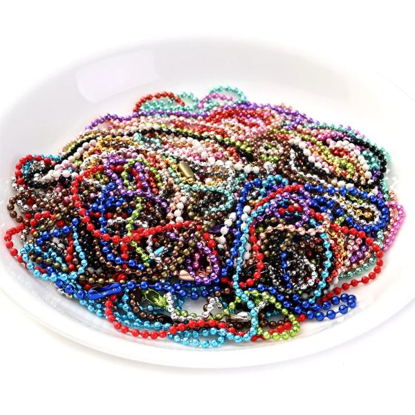 iyoe 5pcs 1.5-2,4 mm 70 cm chaînes de balles en métal multicolore pour fabriquer des perles de chaîne de collier connecteur accessoires de bijoux bricolage