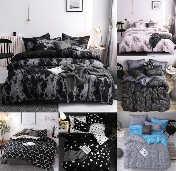 J 5 Simple Bedclothes Caper Capteau tai-oreiller absence de lit à trois pièces avec taier Single Coubitre Double couette noire LJ5916213