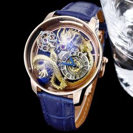 JC Astronomia Rose Gold Dragon Mens Watch Tourbillon Automatic Luxury Montres surdimension