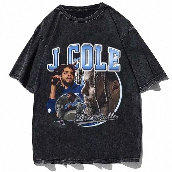 J Cole Graphic T-shirt Vintage 90s Rappeur Hip Hop Surdimensionné T-shirts d'été Hommes Femmes Fi Cott Noir T-shirt Streetwear b1TZ #