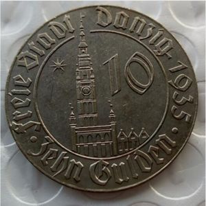 J D20 FREIE STADT DANZIG 10 Gulden 1935 Pièces de copie plaquées nickel Ornements artisanaux en laiton Réplique de pièces de monnaie Accessoires de décoration pour la maison 310O