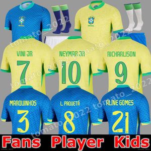 2024 BRAZILIË 2023 voetbalshirts Camiseta de futbol PAQUETA RAPHINHA voetbalshirt maillots MARQUINHOS VINI JR brasil RICHARLISON HEREN KINDEREN VROUW NEYMAR