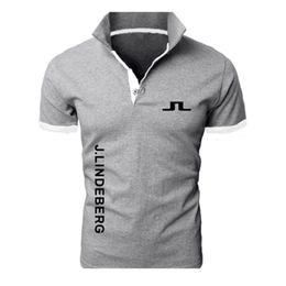 J Lindeberg Golf Print katoenpolo shirts voor mannen Casual Solid Color Slim Fit S Polos Summer Fashion Brand Clothing 220606