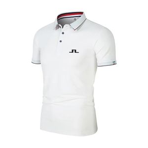 J Lindeberg Summer Golf Shirts Men Polo décontracté manches courtes respirant les busnes secs rapides portent des sports T-shirt 240401