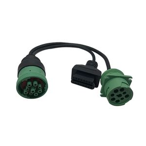 J1939 Teka 9-pins groene mannelijke connector waterdichte plug vrouwelijke docking naar OBD2 16-pins vrouwelijke connectordraad