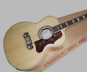 Guitare acoustique J200, manche arrière personnalisé en forme de flamme de tigre, guitares en épicéa massif AAA en Chine 258