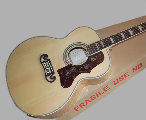 J200 Guitare acoustique, Tiger Flame personnalisé Coule arrière, AAA Solid Spruce Top Guitars en Chine 3698