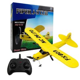 J3 RC Glider FX803 Airplane 2CH 24G Remote Control Plane EPP mousse Aircraft Flying For Children 240511