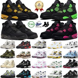 J4s Sports Jumpman 4 Hommes Femmes Chaussure de basket-ball OG 4s Designer Bred Reimaginé Rose Oreo Moyen Olive Pin Vert Seafoam Militaire Chat Noir Baskets Grande Taille 13