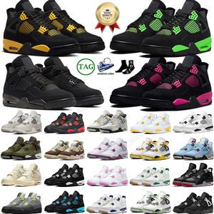 J4S Sports Jumpman 4 hommes Femmes Basketball Shoe OG 4s Designer Bred Reimagined Pink Oreo Medium Olive Pine Green SeaFoam Military Black Cat Sneakers Big Taille 13