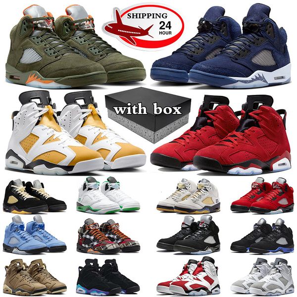 J5 avec boîte Jumpman 5 chaussures de basket-ball 5s Lucky Green Olive Plaid Sail 6s Toro Bravo Jaune Ocre Aqua Cool Grey Hommes Baskets Hommes Sneaker Sports