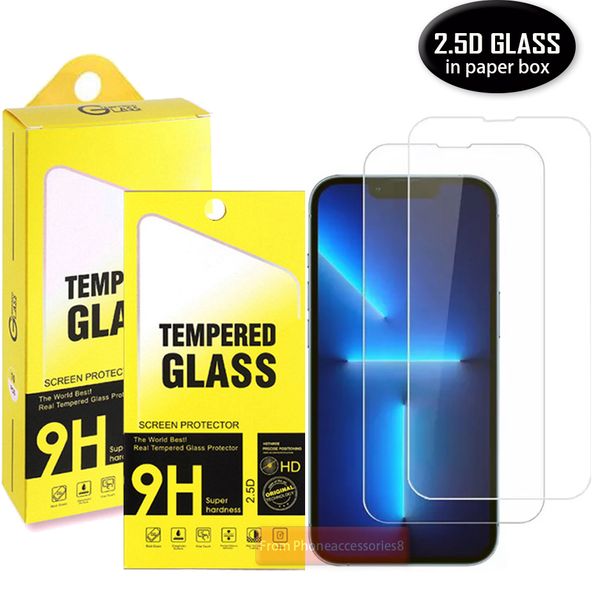 Protector de pantalla de teléfono de vidrio templado 2.5D para Samsung A01 A11 A21 A21S A31 A41 A51 A61 A71 A81 A91 M01 M11 M21 M31 M51 En paquete de bolsa de papel