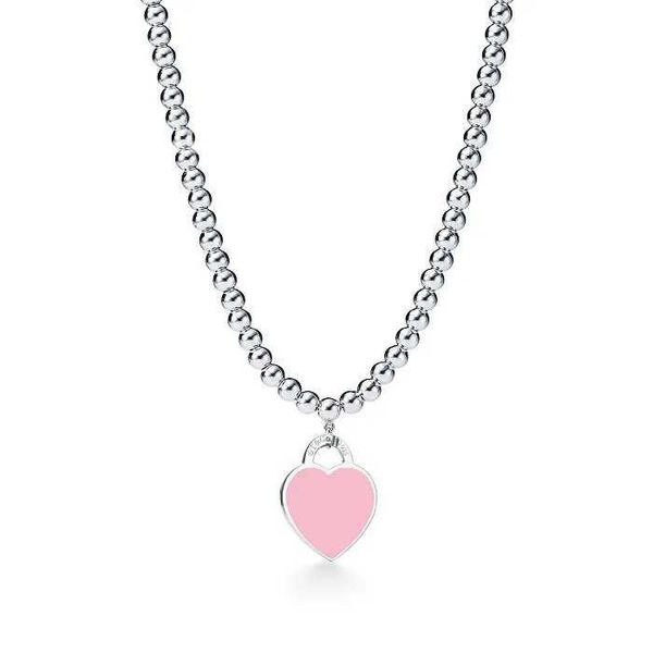 J9hd Colgante Memnon Joyería del corazón 925 Cuentas de plata de color esterlina para collar Mujeres Esmalte de cuentas redondas con rosa al por mayor Blu YWS7