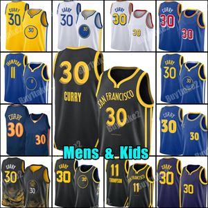 Mens Kids Stephen Curry Basketball Jersey Klay Thompson Mens Green Andrew Wiggins 2023 2024 City Jerseys Blue Black Shirt 30 11 22