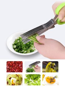 JA13 multifunctionele roestvrijstalen keukenmessen 5 lagen schaar Sushi versnipperde Scallion Cut Herb Spices Scissor Cooking Tools Ottie