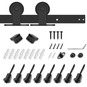 JACHOR 4-16ft Black Sliding Porte Poulle Kit matériel T Forme de rail suspendu Rimage de rail de grange Portes de porte pour les portes simples