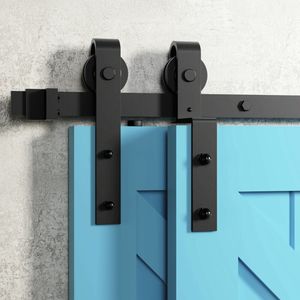 Jachor Bypass Sliding Barn Door Hardware Track System Hanger Hanger Hanger Interior Charmet Door Kitchen 4-9.6 pies Hardware del sistema de seguimiento del kit del kit