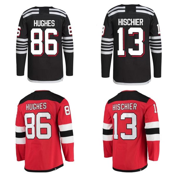 Jack Hughes 86 Hischier 13 Bratt 63 Luke Hughes 43 Jerseys de hockey 2024 Serie de estadios Rojo Negro Blanco S-XXXL Jersey de hombre cosido