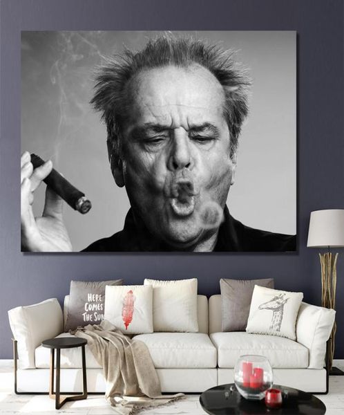 Affiche murale de cigare Jack Nicholson, tableau imprimé en noir et blanc, peinture sur toile pour salon, décoration de maison moderne, 3092565