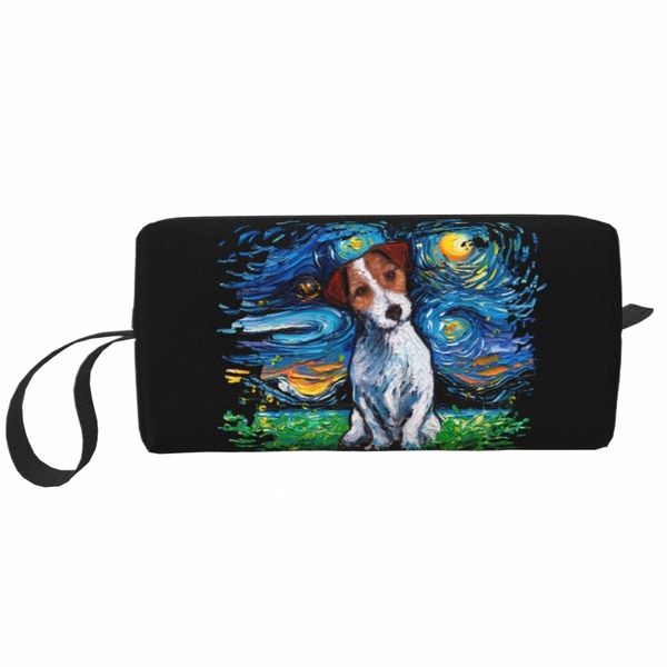 Jack Russell Terrier Night Sky Sac cosmétique de voyage pour femmes Chien Maquillage pour animaux de compagnie Organisateur de toilette Dames Beauté Stockage Dopp Kit N7lj #